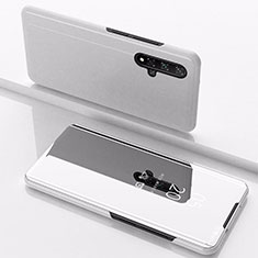 Leather Case Stands Flip Mirror Cover Holder M01 for Huawei Nova 5T Silver