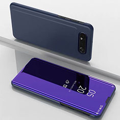 Leather Case Stands Flip Mirror Cover Holder M01 for Samsung Galaxy A80 Purple