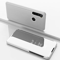 Leather Case Stands Flip Mirror Cover Holder M01 for Xiaomi Redmi Note 8T Silver