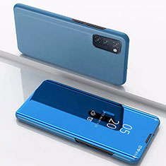 Leather Case Stands Flip Mirror Cover Holder M02 for Huawei Honor V30 5G Blue