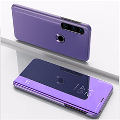 Leather Case Stands Flip Mirror Cover Holder QH1 for Huawei P40 Lite E Clove Purple