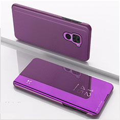 Leather Case Stands Flip Mirror Cover Holder QH1 for Xiaomi Redmi 10X 4G Purple