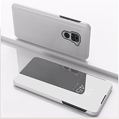 Leather Case Stands Flip Mirror Cover Holder QH1 for Xiaomi Redmi 10X 4G Silver