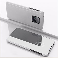Leather Case Stands Flip Mirror Cover Holder QH1 for Xiaomi Redmi 10X Pro 5G Silver