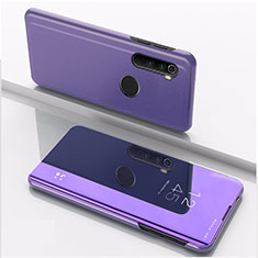 Leather Case Stands Flip Mirror Cover Holder QH1 for Xiaomi Redmi Note 8 (2021) Clove Purple