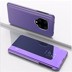 Leather Case Stands Flip Mirror Cover Holder QH1 for Xiaomi Redmi Note 9S Clove Purple