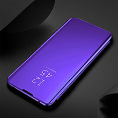 Leather Case Stands Flip Mirror Cover Holder S01 for Xiaomi Mi Note 10 Purple