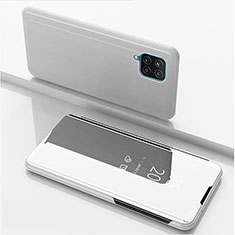 Leather Case Stands Flip Mirror Cover Holder ZL1 for Samsung Galaxy A12 5G Silver