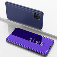 Leather Case Stands Flip Mirror Cover Holder ZL1 for Samsung Galaxy A12 Nacho Purple