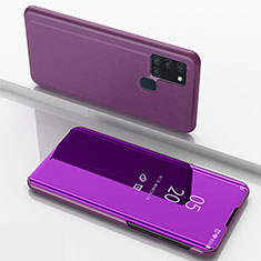 Leather Case Stands Flip Mirror Cover Holder ZL1 for Samsung Galaxy A21s Clove Purple