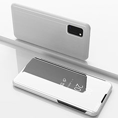 Leather Case Stands Flip Mirror Cover Holder ZL1 for Samsung Galaxy A41 Silver