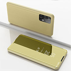 Leather Case Stands Flip Mirror Cover Holder ZL1 for Samsung Galaxy A52 4G Gold