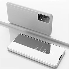 Leather Case Stands Flip Mirror Cover Holder ZL1 for Samsung Galaxy A52 4G Silver
