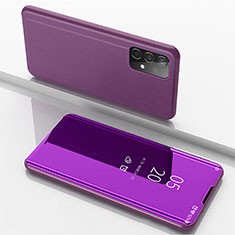 Leather Case Stands Flip Mirror Cover Holder ZL1 for Samsung Galaxy A52 5G Clove Purple