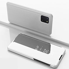 Leather Case Stands Flip Mirror Cover Holder ZL1 for Samsung Galaxy A81 Silver