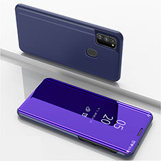 Leather Case Stands Flip Mirror Cover Holder ZL1 for Samsung Galaxy M21 Purple