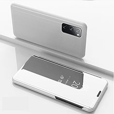 Leather Case Stands Flip Mirror Cover Holder ZL1 for Samsung Galaxy S20 5G Silver