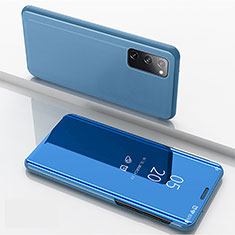Leather Case Stands Flip Mirror Cover Holder ZL1 for Samsung Galaxy S20 Blue