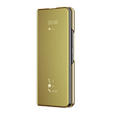Leather Case Stands Flip Mirror Cover Holder ZL2 for Samsung Galaxy Z Fold3 5G Gold