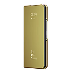 Leather Case Stands Flip Mirror Cover Holder ZL2 for Samsung Galaxy Z Fold4 5G Gold