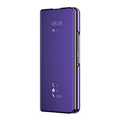 Leather Case Stands Flip Mirror Cover Holder ZL2 for Samsung Galaxy Z Fold4 5G Purple