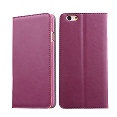 Leather Case Stands Flip Wallet for Apple iPhone 6 Plus Purple