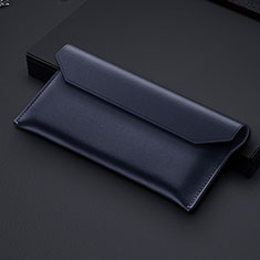 Leather Wristlet Wallet Handbag Case for Samsung Galaxy Z Fold4 5G Blue