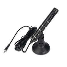 Luxury 3.5mm Mini Handheld Microphone Singing Recording with Stand K02 for Motorola Moto G50 Black