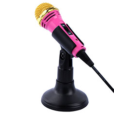 Luxury 3.5mm Mini Handheld Microphone Singing Recording with Stand M07 for Apple iPhone SE 2020 Pink