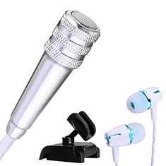 Luxury 3.5mm Mini Handheld Microphone Singing Recording with Stand M08 for Oppo Reno10 5G Silver