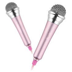 Luxury 3.5mm Mini Handheld Microphone Singing Recording with Stand M12 for Vivo V20 SE Pink