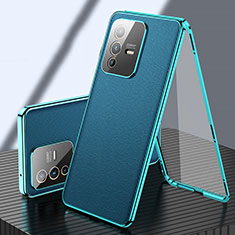 Luxury Aluminum Metal and Leather Cover Case 360 Degrees for Vivo V23 5G Green