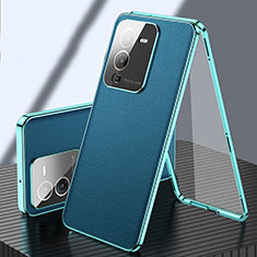 Luxury Aluminum Metal and Leather Cover Case 360 Degrees for Vivo V25 Pro 5G Green