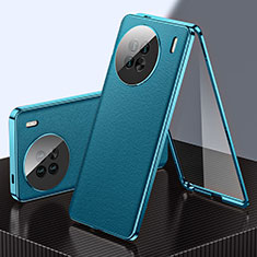 Luxury Aluminum Metal and Leather Cover Case 360 Degrees for Vivo X90 5G Green