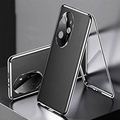 Luxury Aluminum Metal and Leather Cover Case 360 Degrees P01 for Huawei Honor 100 Pro 5G Black