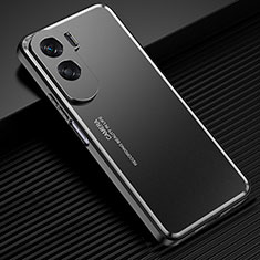 Luxury Aluminum Metal Back Cover and Silicone Frame Case for Huawei Honor 90 Lite 5G Black