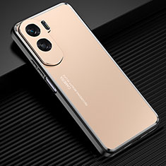 Luxury Aluminum Metal Back Cover and Silicone Frame Case for Huawei Honor 90 Lite 5G Gold
