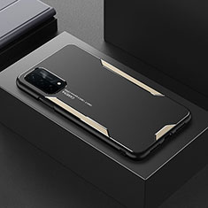 Luxury Aluminum Metal Back Cover and Silicone Frame Case for Oppo A54 5G Gold