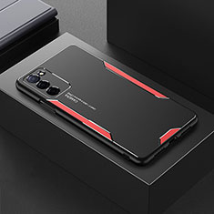 Luxury Aluminum Metal Back Cover and Silicone Frame Case for Oppo A55 5G Red