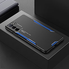 Luxury Aluminum Metal Back Cover and Silicone Frame Case for Oppo A56 5G Blue