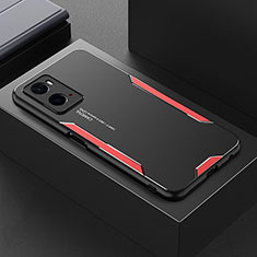 Luxury Aluminum Metal Back Cover and Silicone Frame Case for Oppo A76 Red