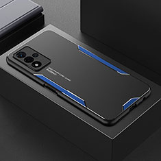 Luxury Aluminum Metal Back Cover and Silicone Frame Case for Oppo A93s 5G Blue