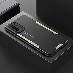 Luxury Aluminum Metal Back Cover and Silicone Frame Case for Oppo A95 5G Gold