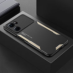 Luxury Aluminum Metal Back Cover and Silicone Frame Case for Oppo K10 5G Gold
