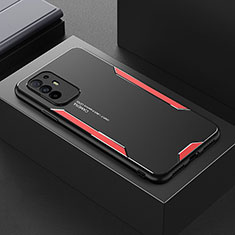 Luxury Aluminum Metal Back Cover and Silicone Frame Case for Oppo Reno5 Z 5G Red