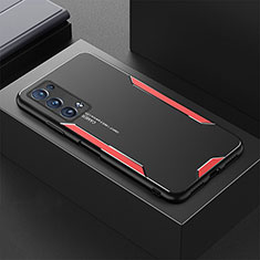 Luxury Aluminum Metal Back Cover and Silicone Frame Case for Oppo Reno6 Pro 5G Red