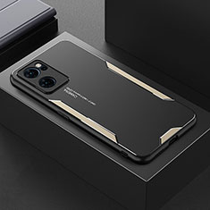 Luxury Aluminum Metal Back Cover and Silicone Frame Case for Oppo Reno7 5G Gold