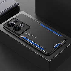 Luxury Aluminum Metal Back Cover and Silicone Frame Case for Oppo Reno8 Pro 5G Blue