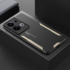 Luxury Aluminum Metal Back Cover and Silicone Frame Case for Oppo Reno8 Pro 5G Gold