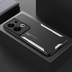 Luxury Aluminum Metal Back Cover and Silicone Frame Case for Oppo Reno8 Pro+ Plus 5G Silver